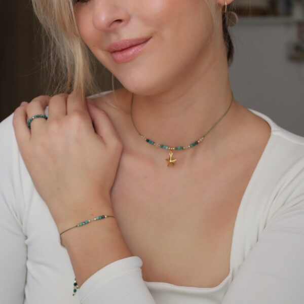 Naszyjnik na sznurku, regulowany - chryzokola i cytryn