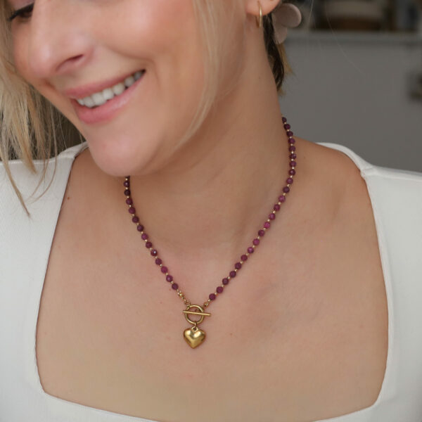 Naszyjnik z zapięciem toggle - rubin