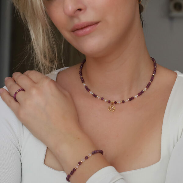 Naszyjnik - rubin i kryształ górski