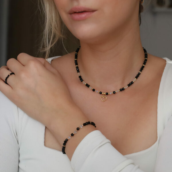 Naszyjnik - turmalin i kryształ górski