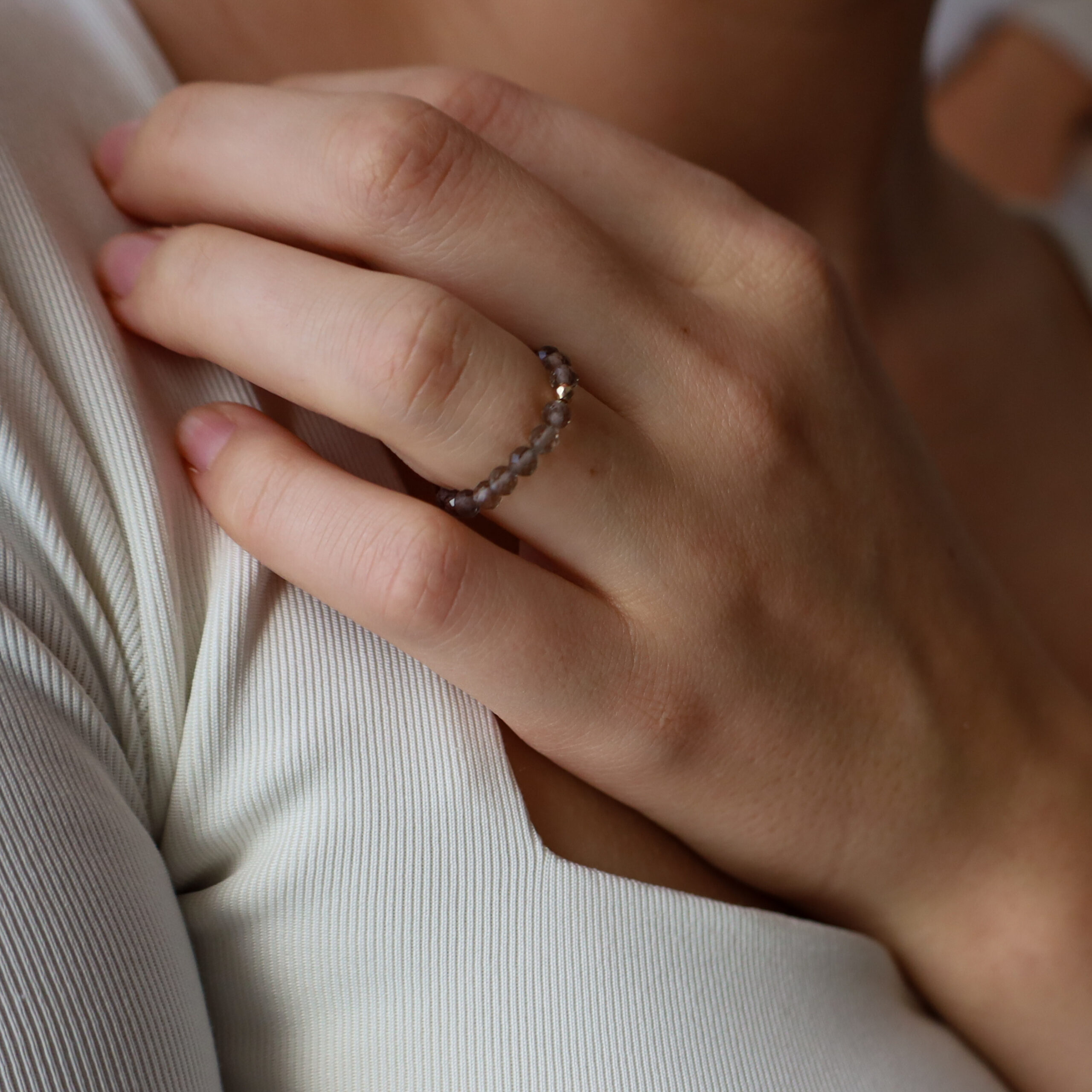 Pierścionek - kwarc dymny