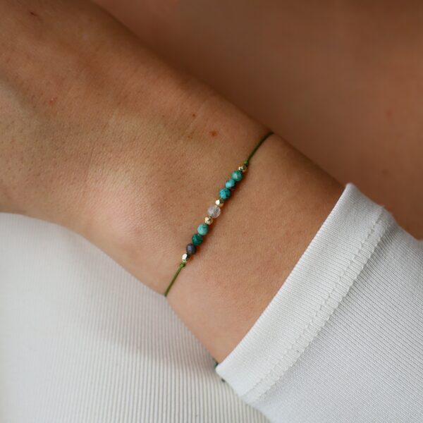 Bransoletka regulowana na sznurku - chryzokola i cytryn