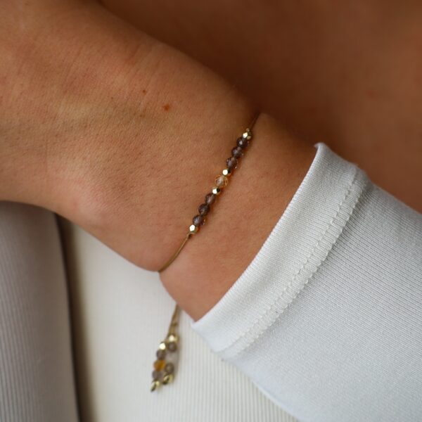 Bransoletka regulowana na sznurku - kwarc dymny i cytryn