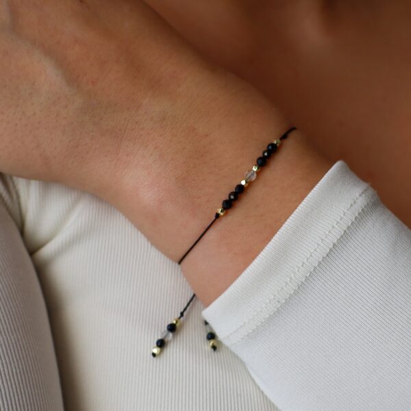 Bransoletka regulowana na sznurku - turmalin i cytryn