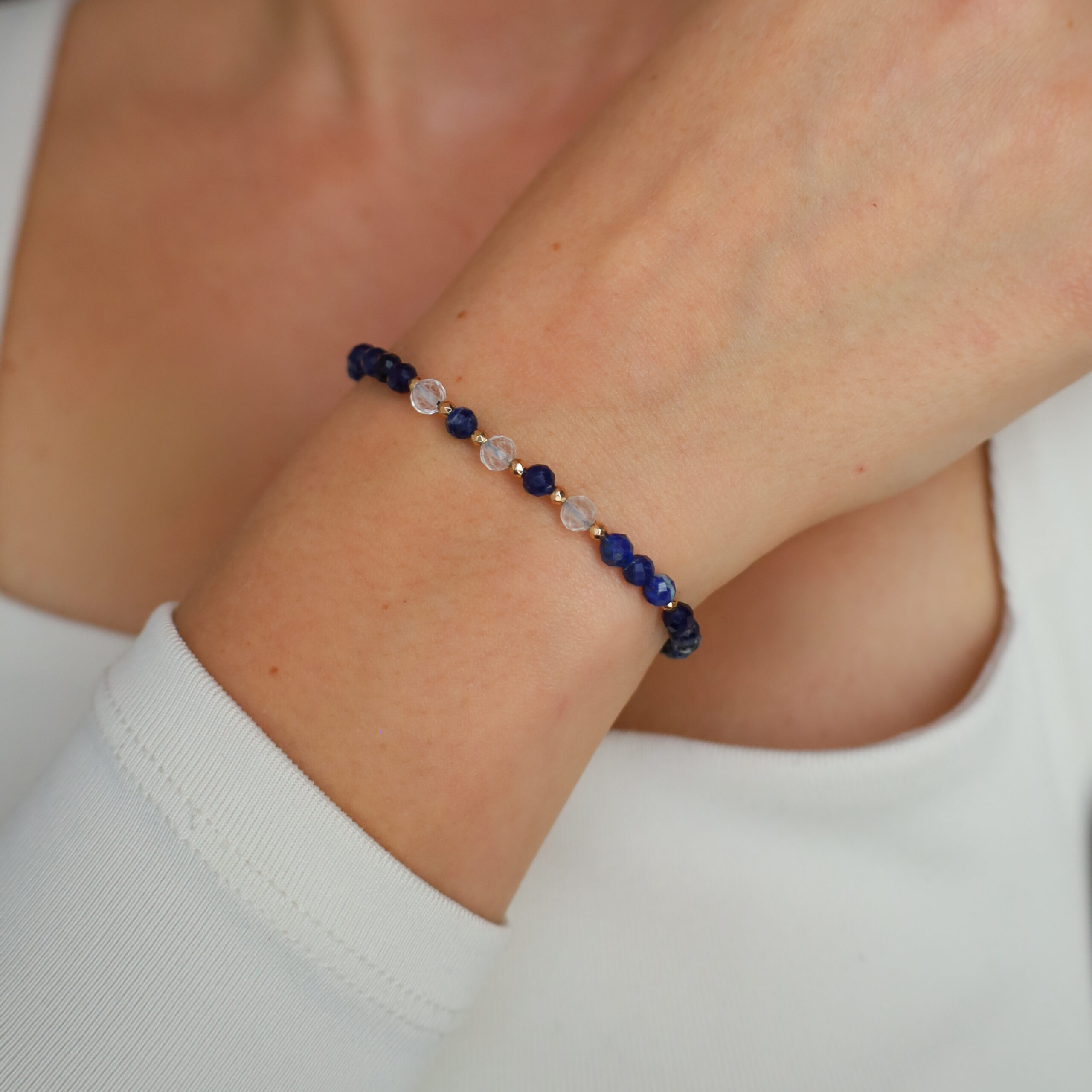 Bransoletka - sodalit i kryształ górski