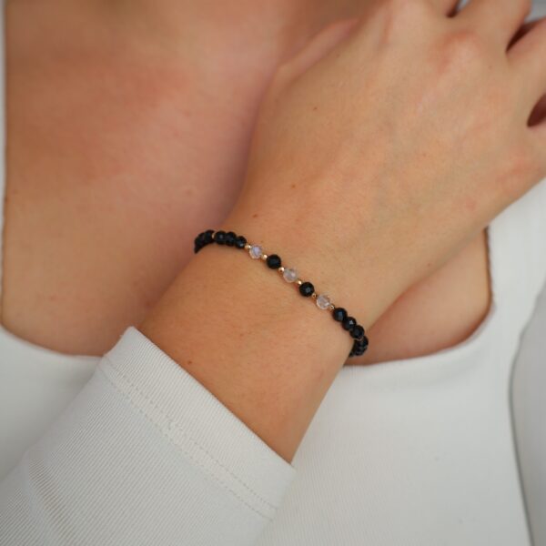 Bransoletka - turmalin i kryształ górski