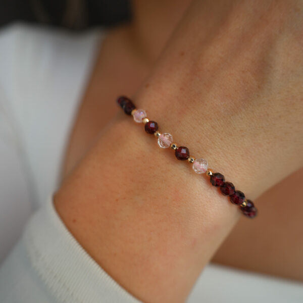 Bransoletka - granat i kryształ górski